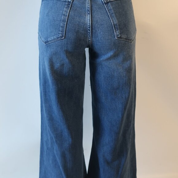 Womens Frame Le Palazzo Temple Blue High-Rise Wide Leg Crop Denim Jean 27 - Picture 9 of 12